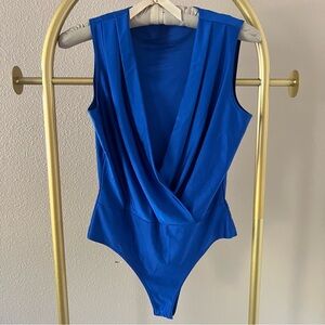 NWOT Plunge Royal Blue Bodysuit- Size L